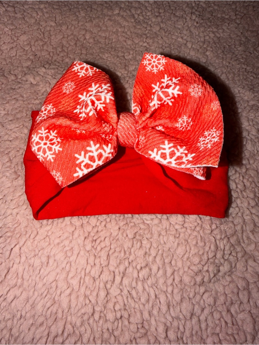 Red Snowflake Bow Headband for Kids
